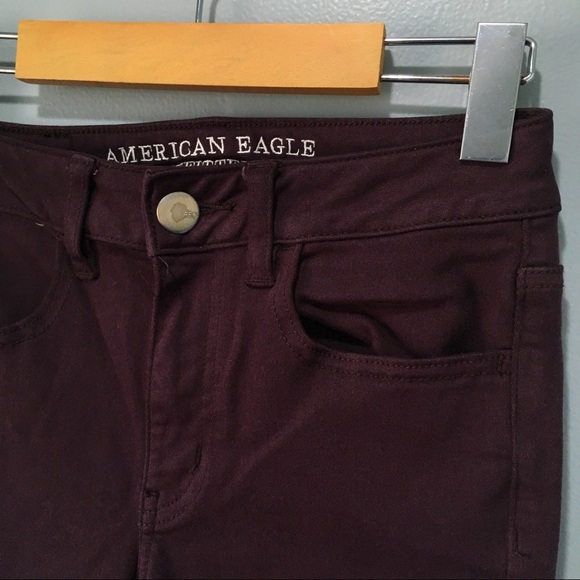 American Eagle Maroon Purple Hi Rise Jegging Crop - Picture 3 of 8